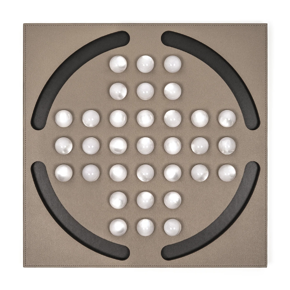 Pearl Pawns Leather Board Game | Pinetti Peg Solitaire | OROA.com