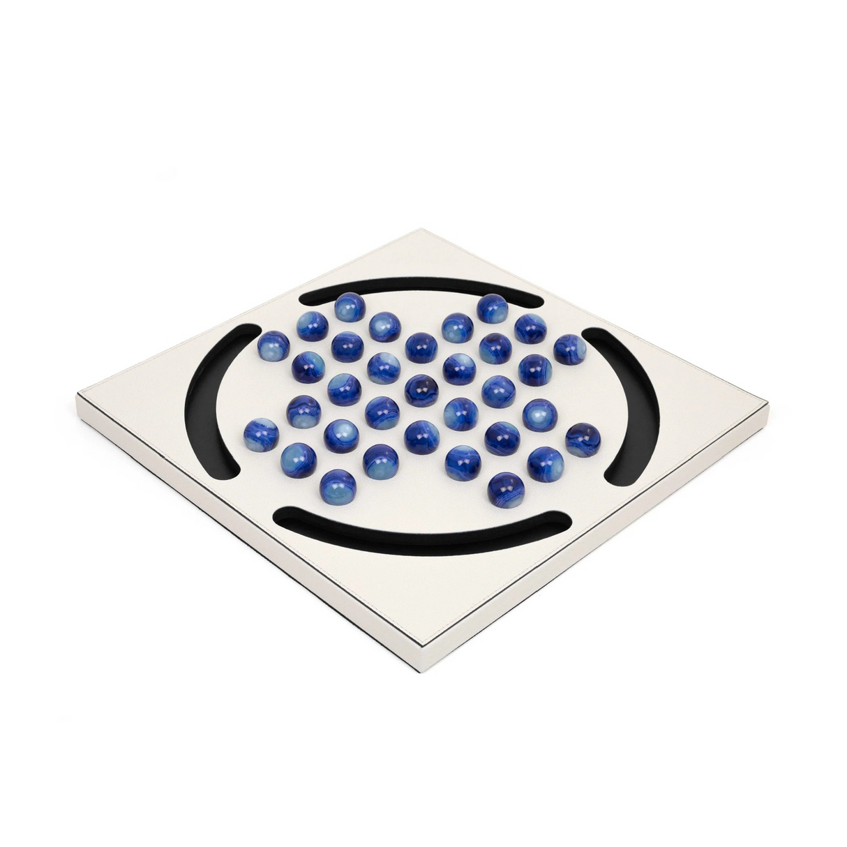 Blue Pawns Leather Game Board | Pinetti Peg Solitaire | OROA.com