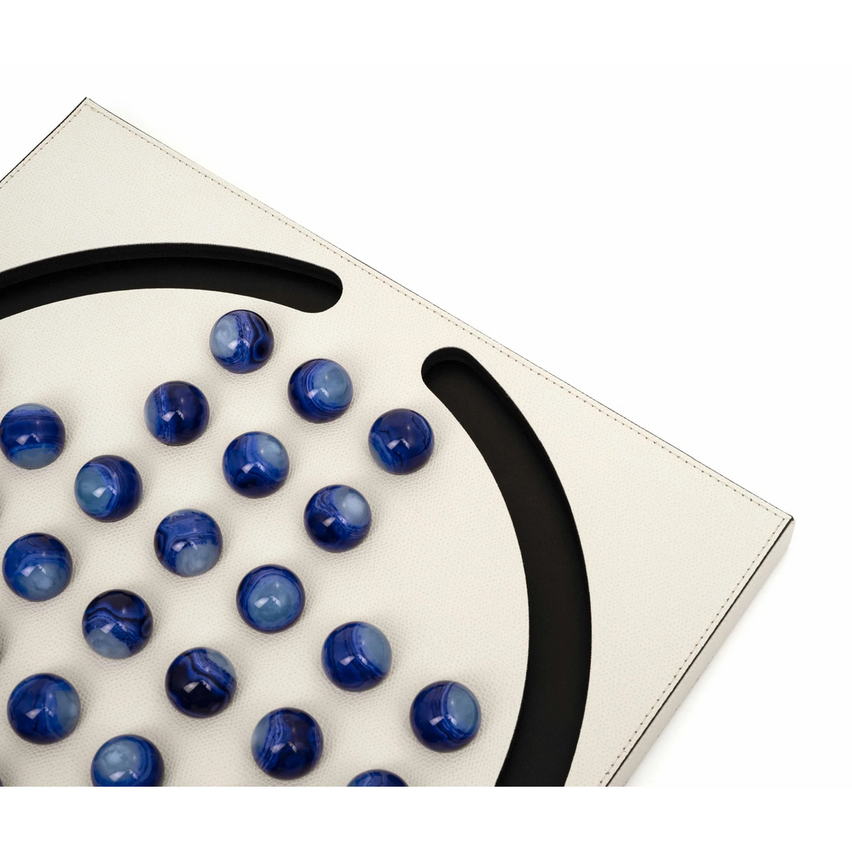 Blue Pawns Leather Game Board | Pinetti Peg Solitaire | OROA.com