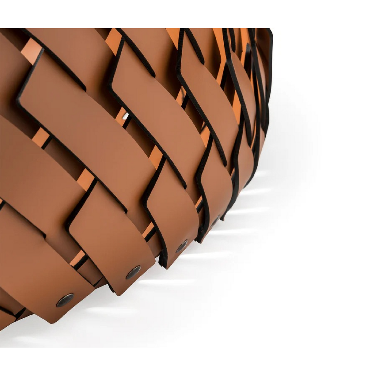 Leather Strips Round Basket S | Pinetti Almeria | OROA.com