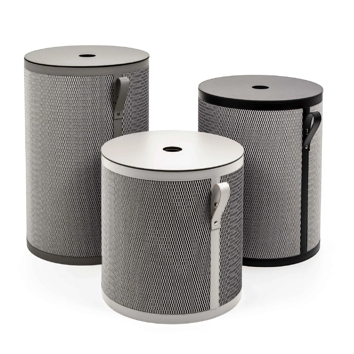 Leather Tall Round Basket | Pinetti Nadia | OROA.com