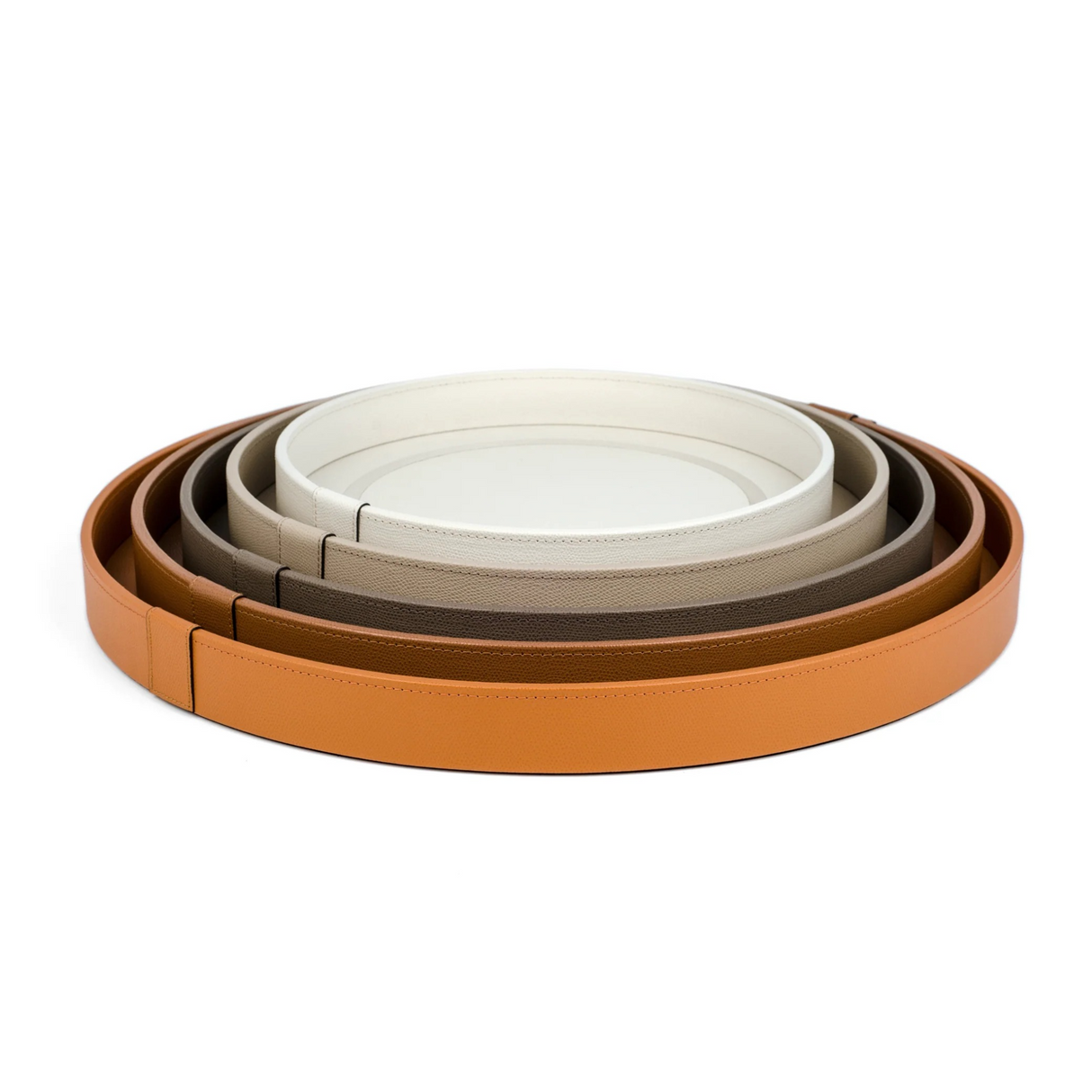 Calfskin Leather Round Tray | Pinetti Venere | OROA.com
