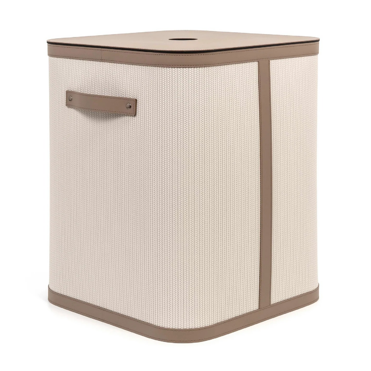 Square Lidded Leather Basket | Pinetti Roda | OROA.com