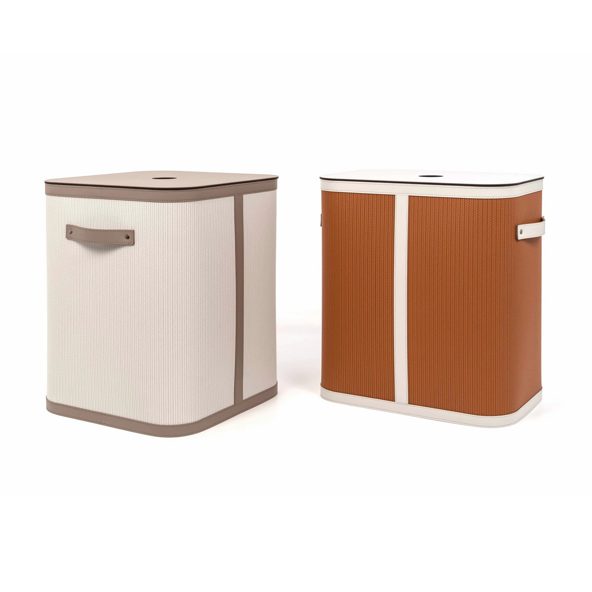 Square Lidded Leather Basket | Pinetti Roda | OROA.com