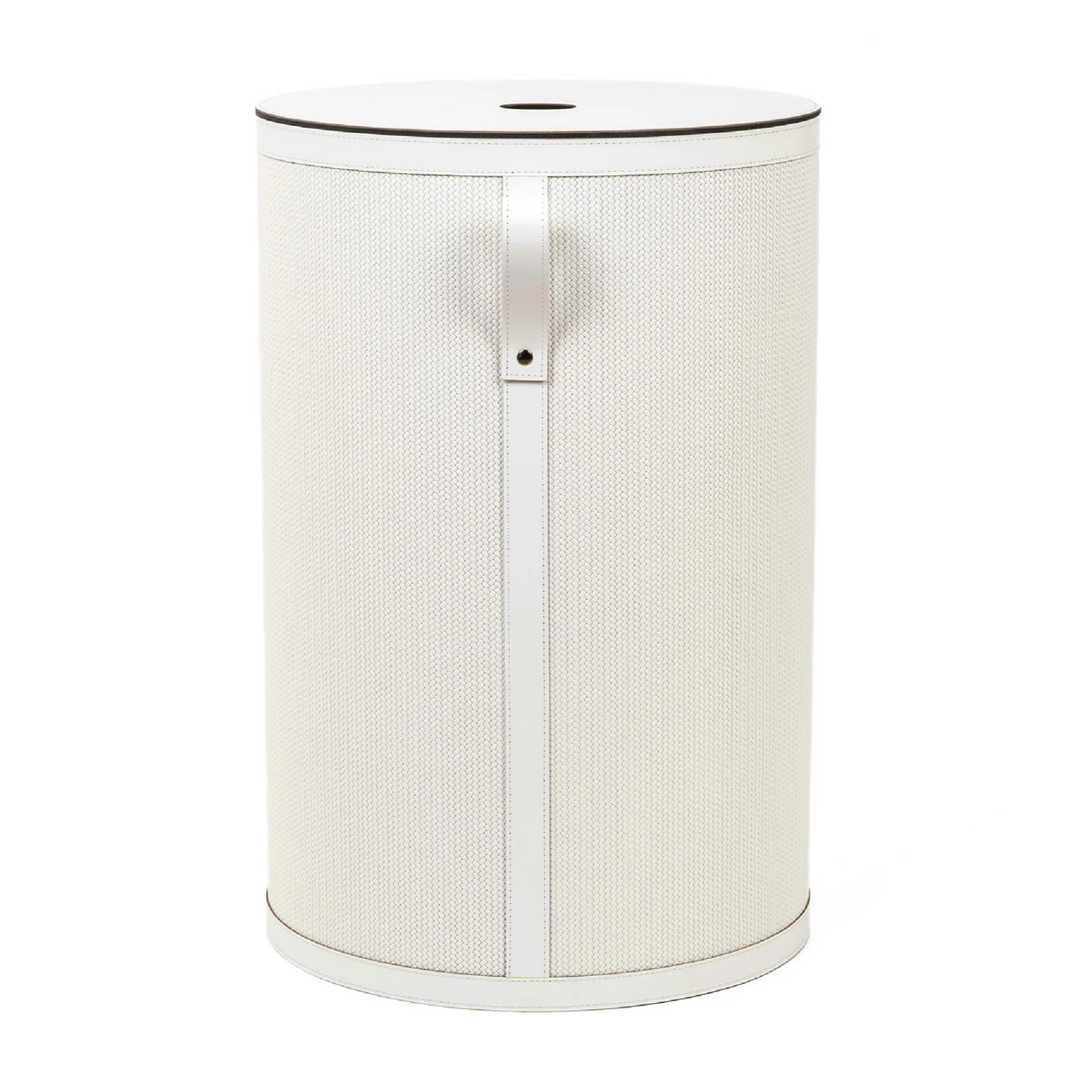 Round Lidded Leather Basket | Pinetti Roda | OROA.com