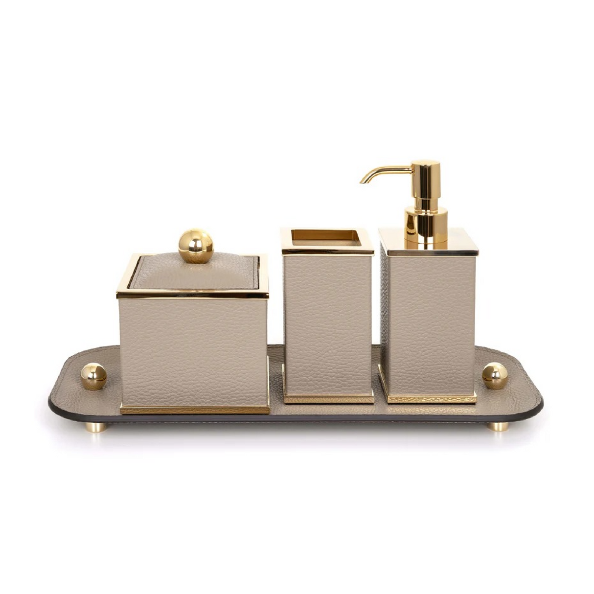 Leather Covered Square Bathroom Set | Pinetti Olimpia | OROA.com