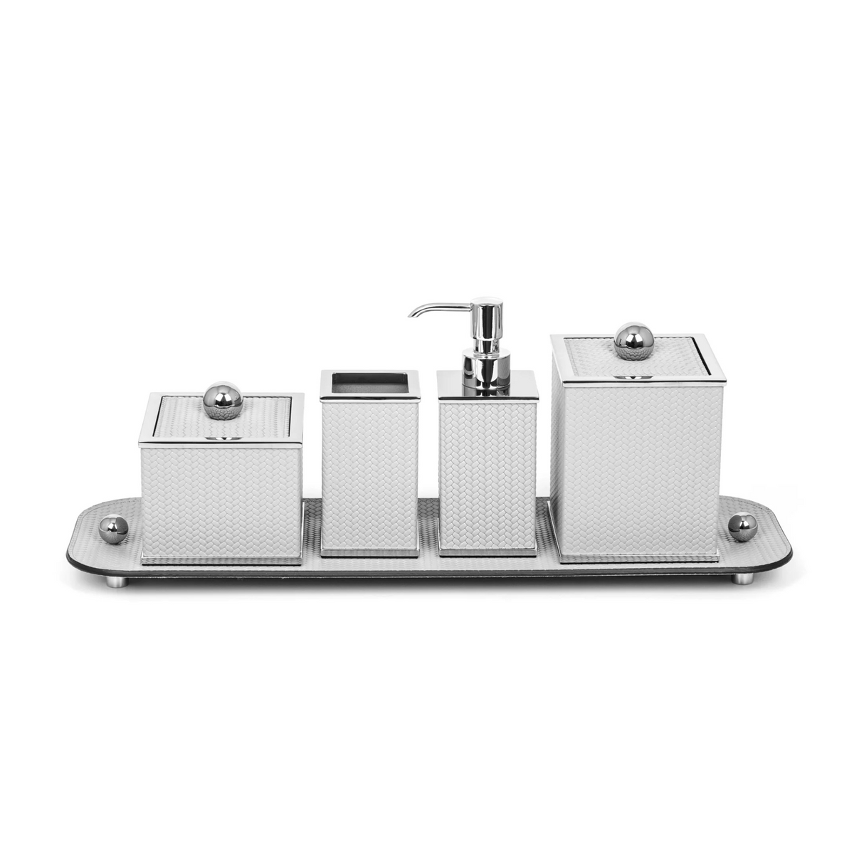 Leather Covered Square Bathroom Set | Pinetti Olimpia | OROA.com