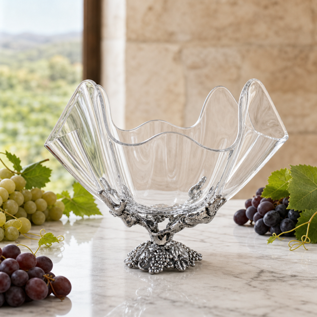 Intricate Grapevine & Acrylic Serving Bowl - OROA