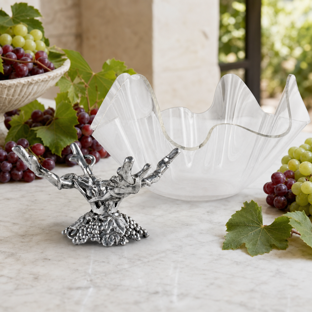 Intricate Grapevine & Acrylic Serving Bowl - OROA
