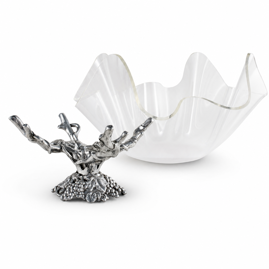 Intricate Grapevine & Acrylic Serving Bowl - OROA