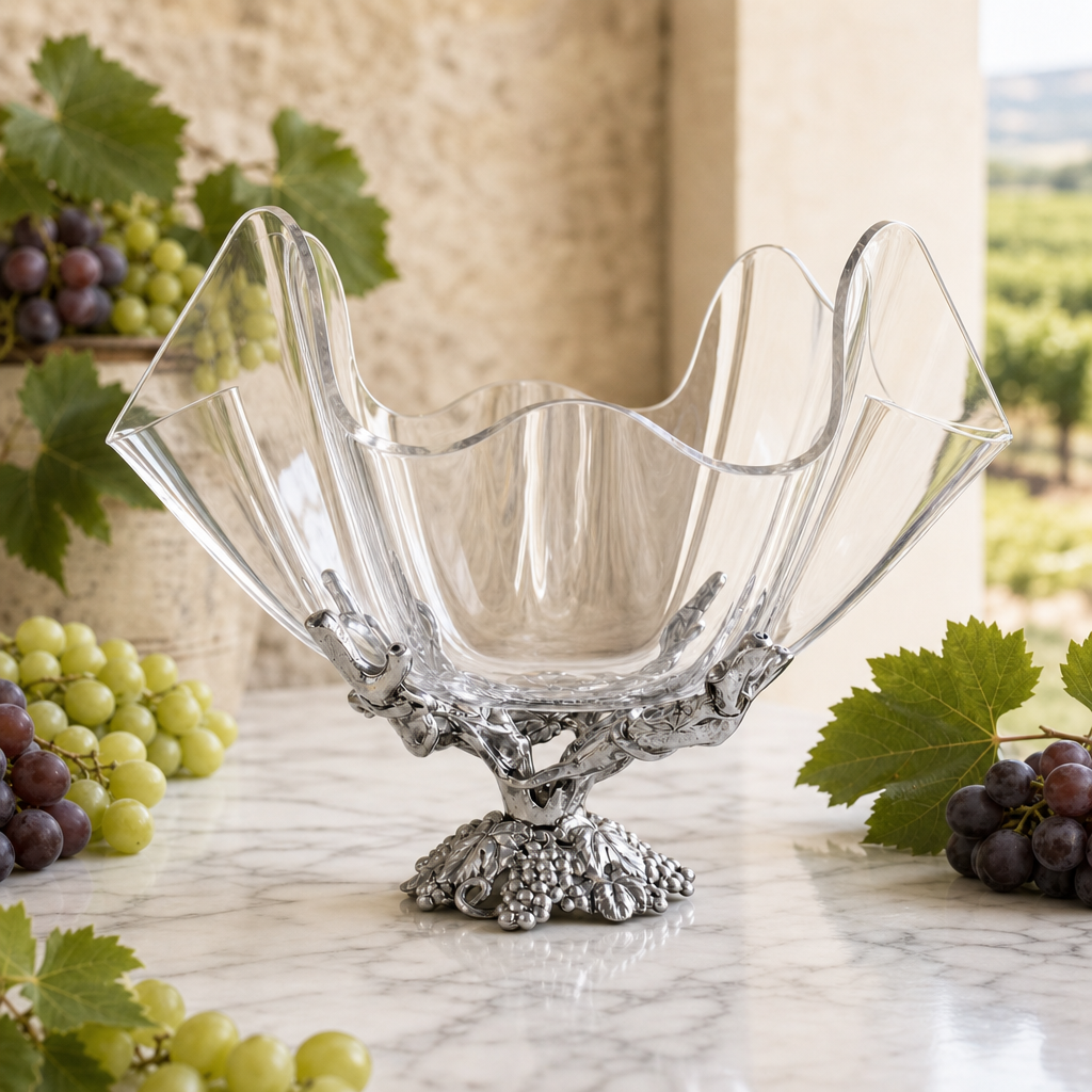 Intricate Grapevine & Acrylic Serving Bowl - OROA