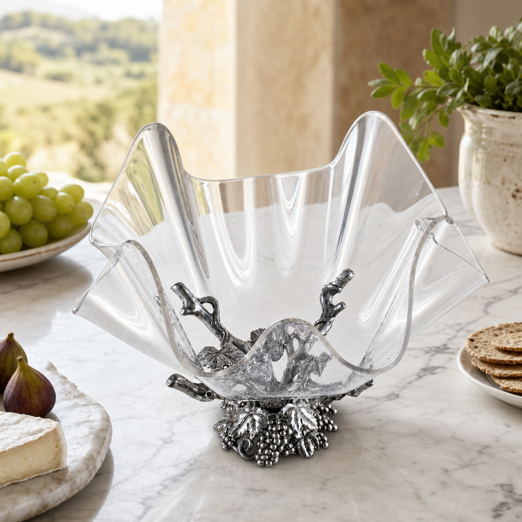 Intricate Grapevine & Acrylic Serving Bowl - OROA
