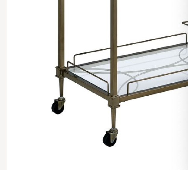 Antique Mirrored Brass Serving Cart - OROA