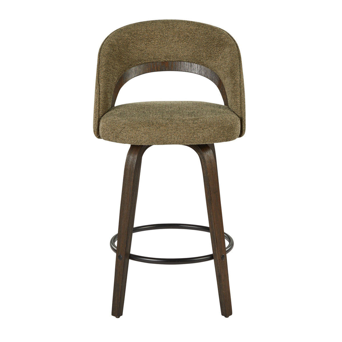 Sage Green Fabric Swivel Counter Stools — front view
