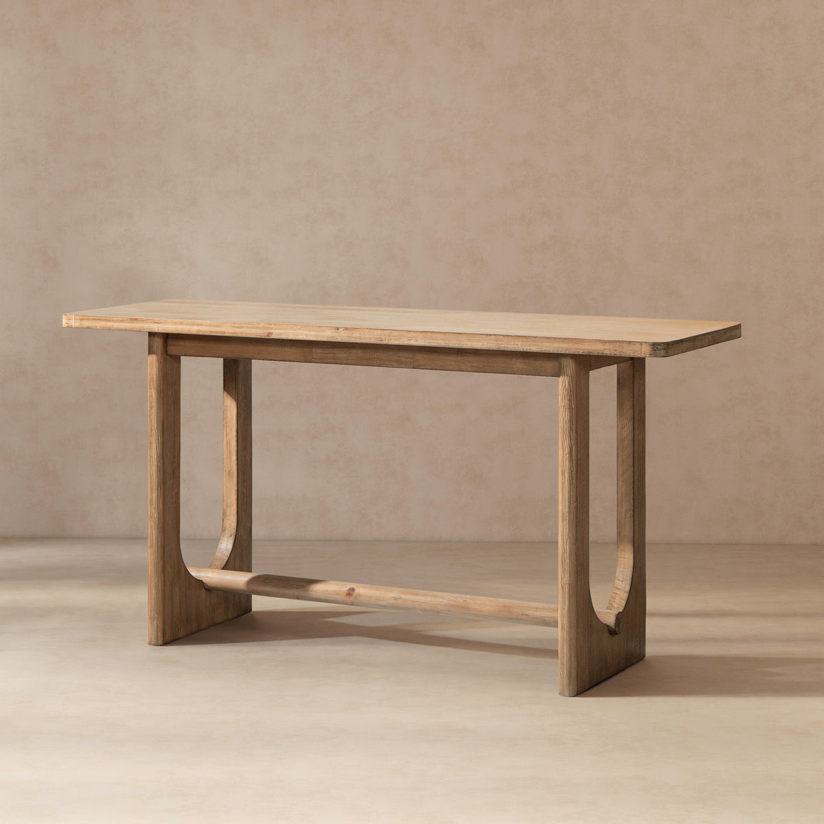 Turnkey Modern Trestle Console Table, Antique Natural Brown Reclaimed Pine - OROA Modern Furniture