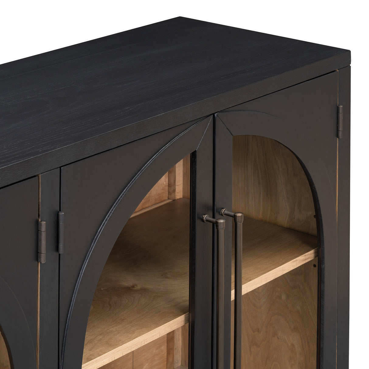 Black Vintage Arched Storage Buffet Cabinet - OROA