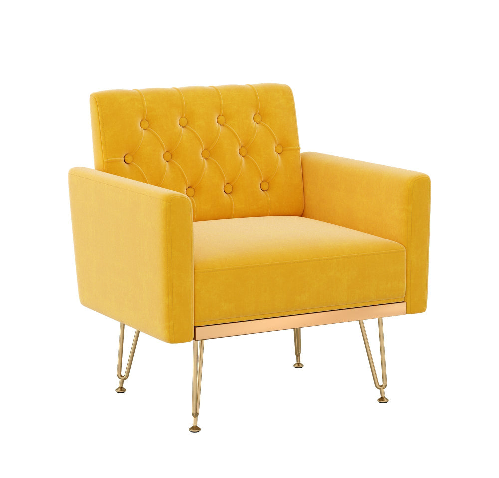 yellow tufted chair