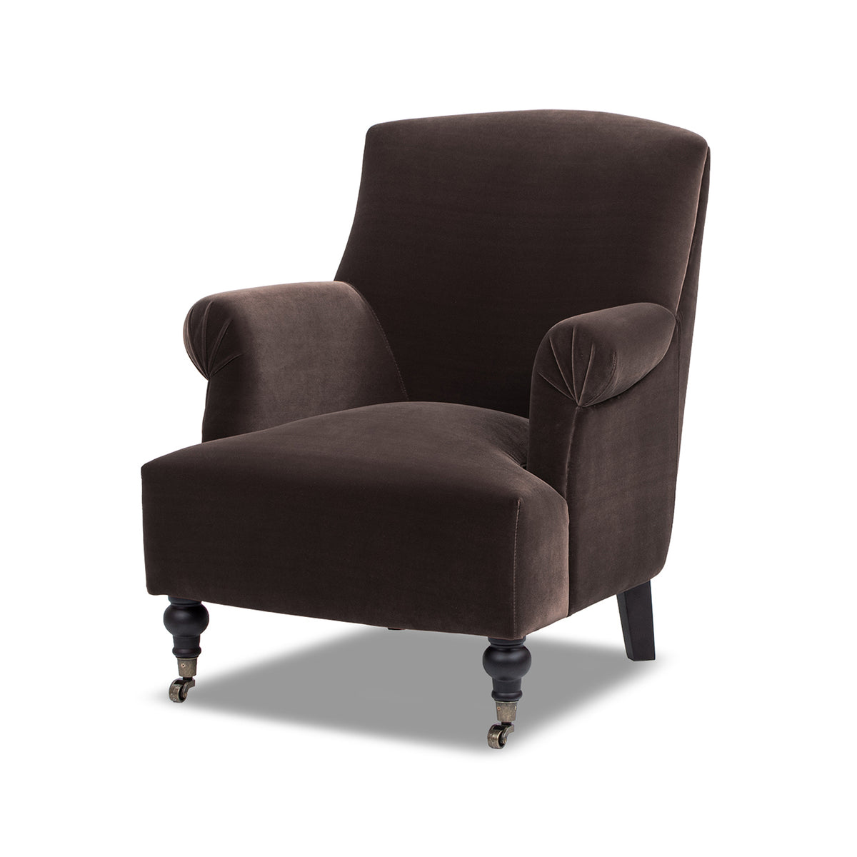 Eloise Pleated Sock Arm Accent Armchair, Deep Brown Performance Velvet - OROA Online Furniture