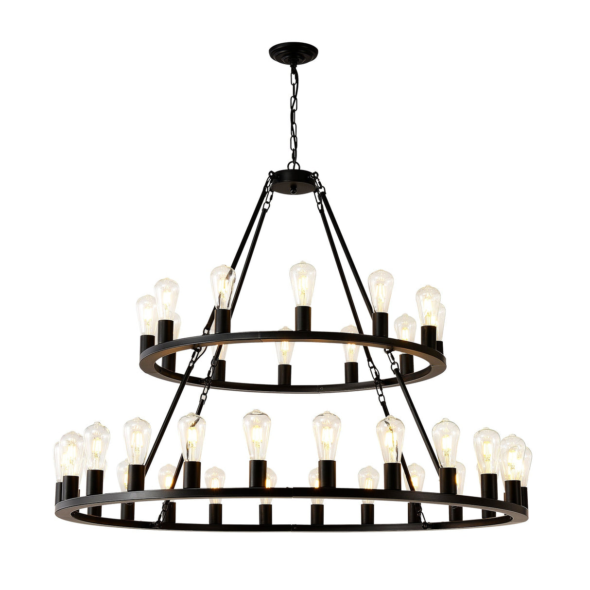 Black Wagon Wheel Chandelier - OROA