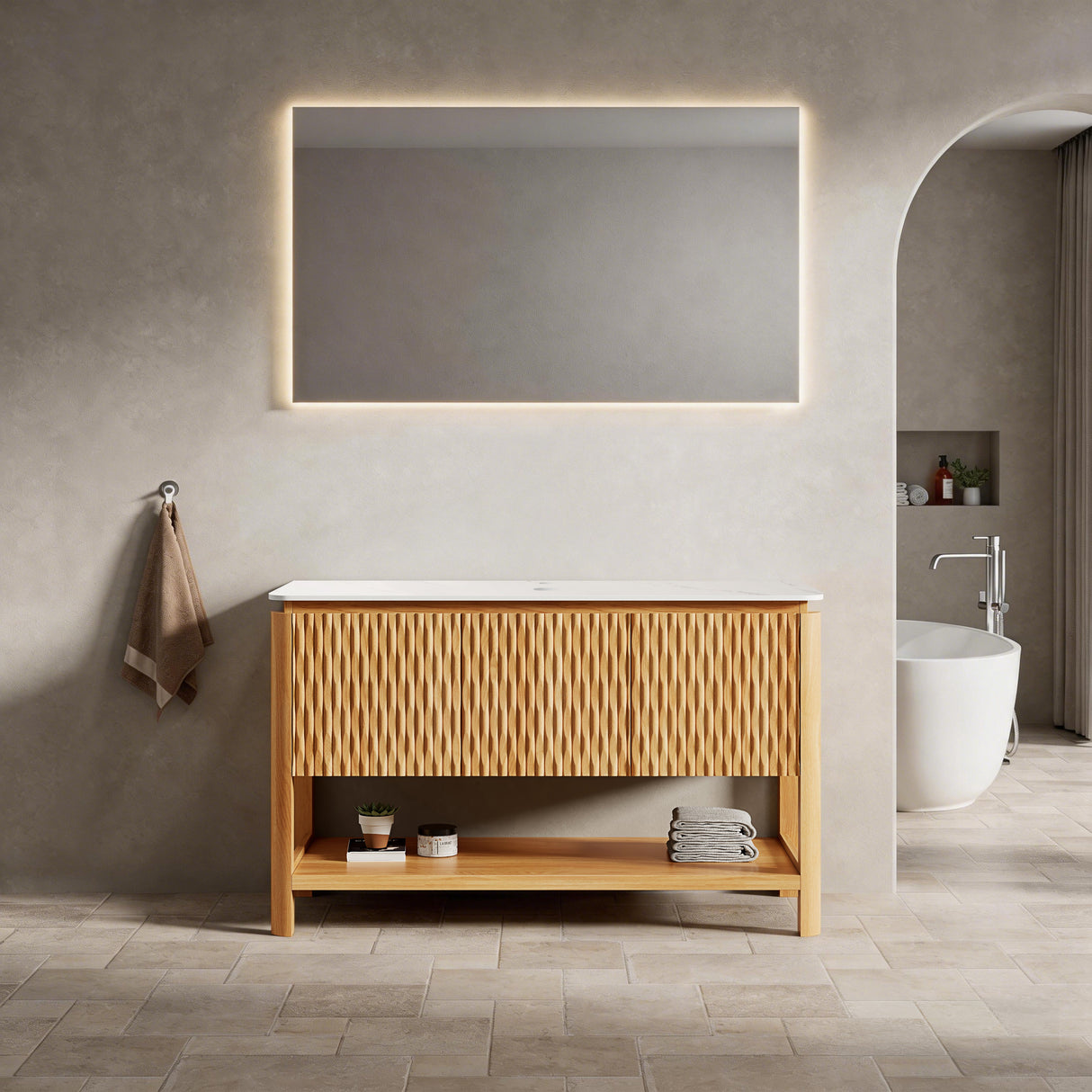 Freestanding Bathroom Cabinet, Carrara - OROA