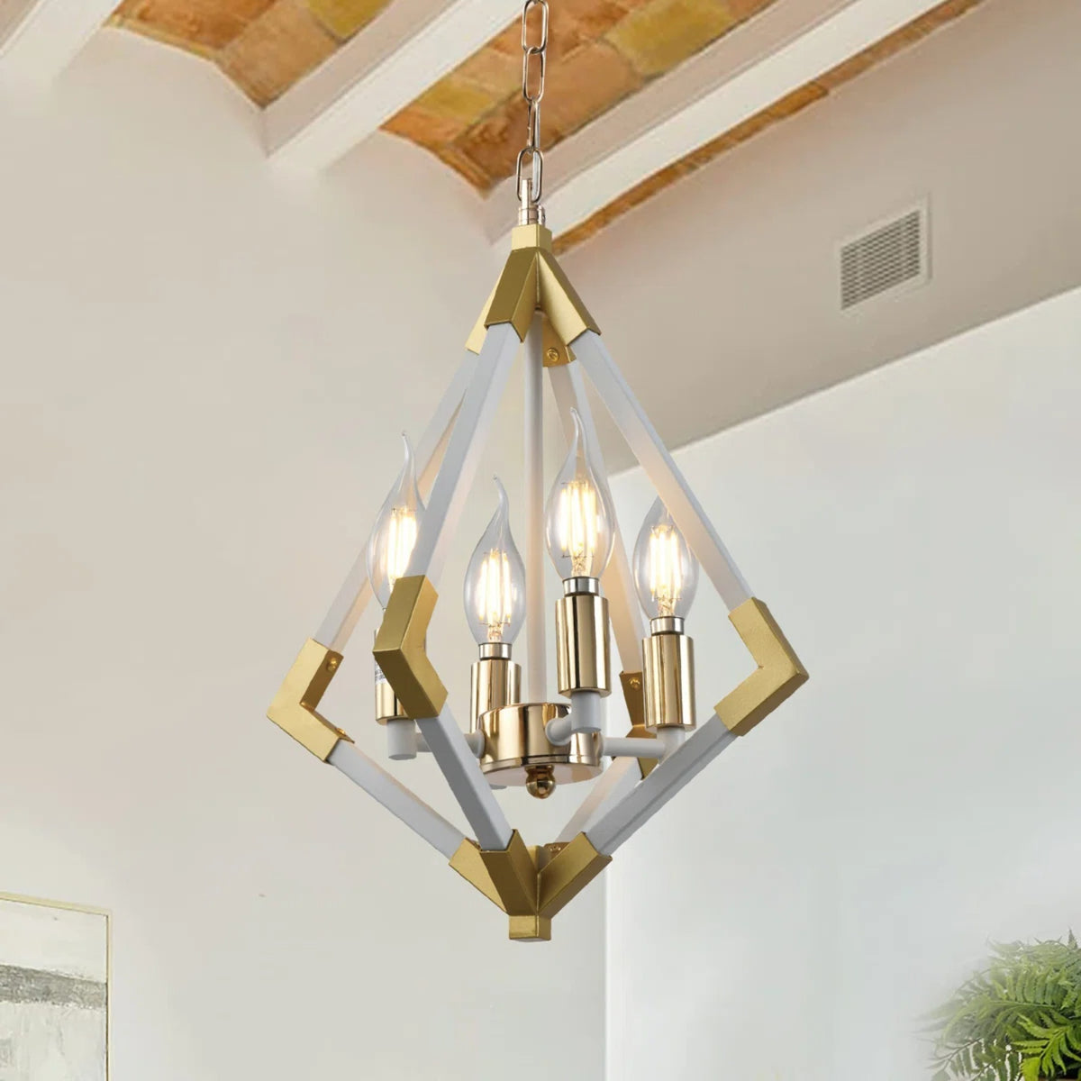 White & Gold Lantern Pendant by Catchy – OROA