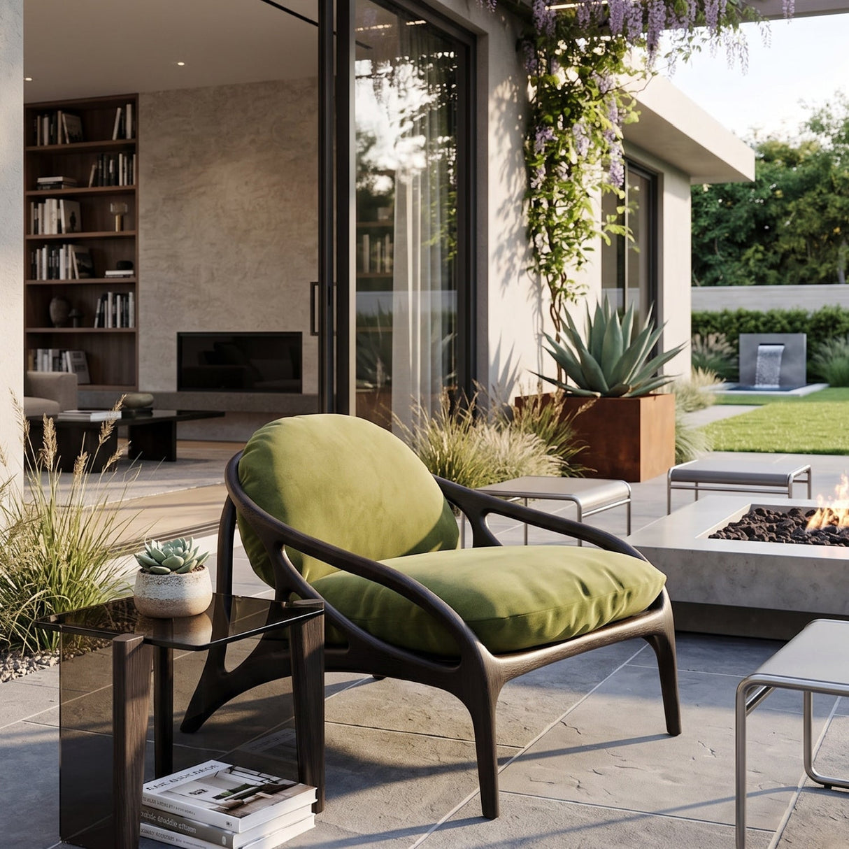 Brown Teak Lounge Chair – Morpho By Tomorrowland Vime – teak finish angled view