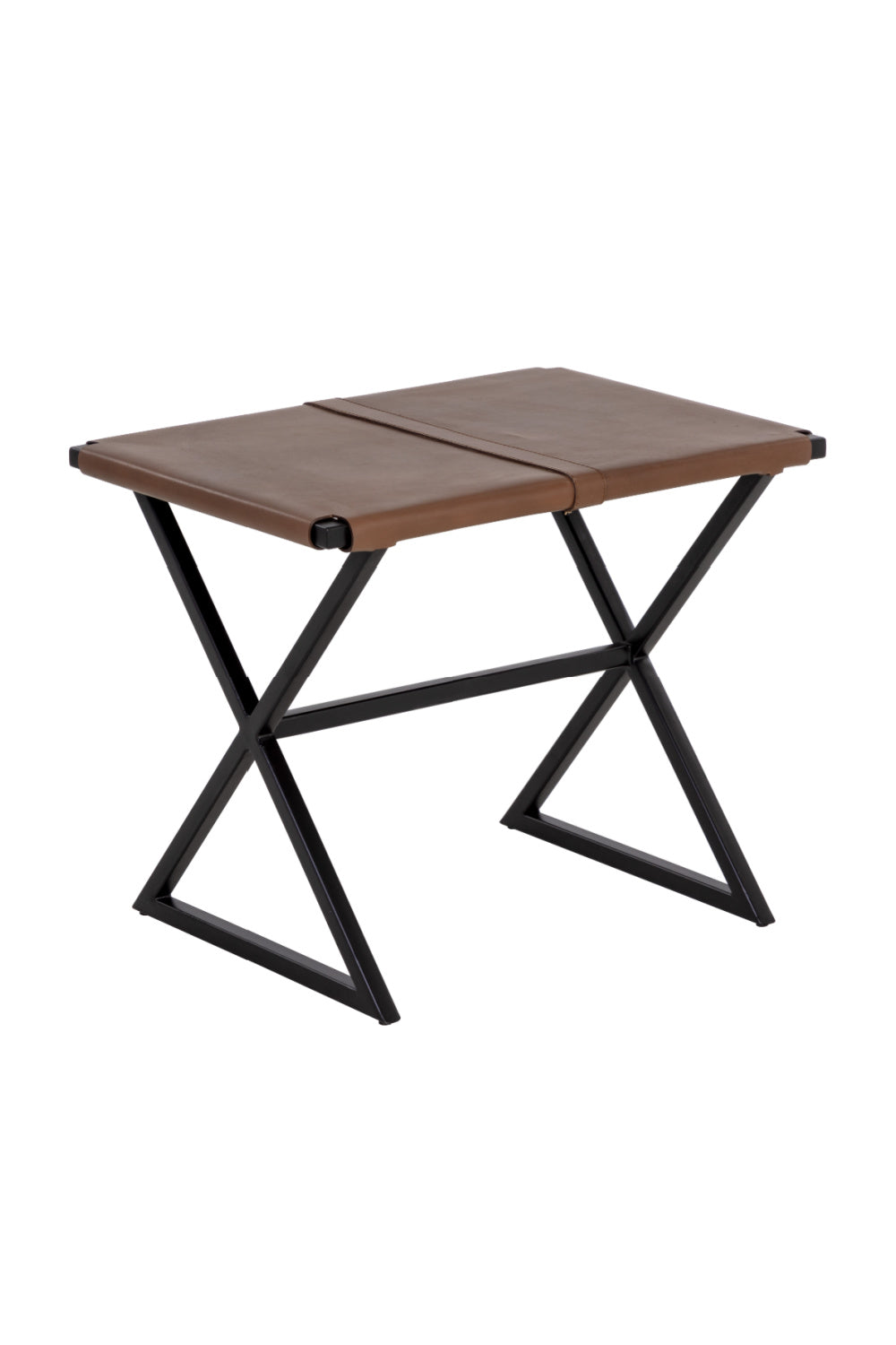 Brown Leather Stool by Splendido Elon Accent Stool, alternate view 3