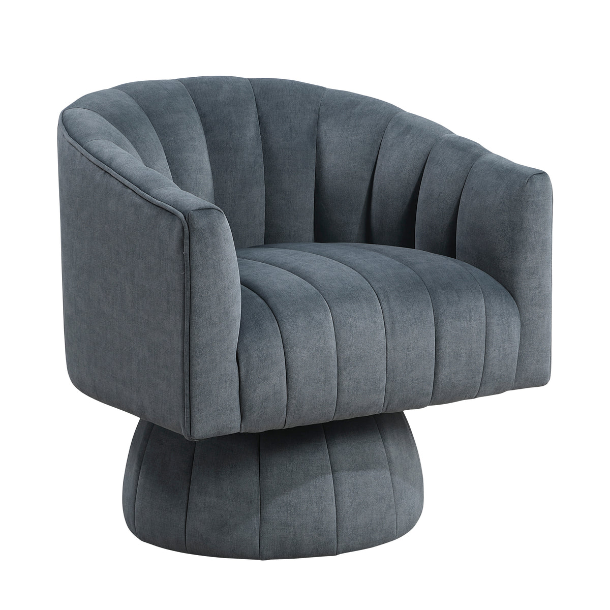 Dark Gray Channel Stitched Velvet Swivel Chair – OROA, view 1