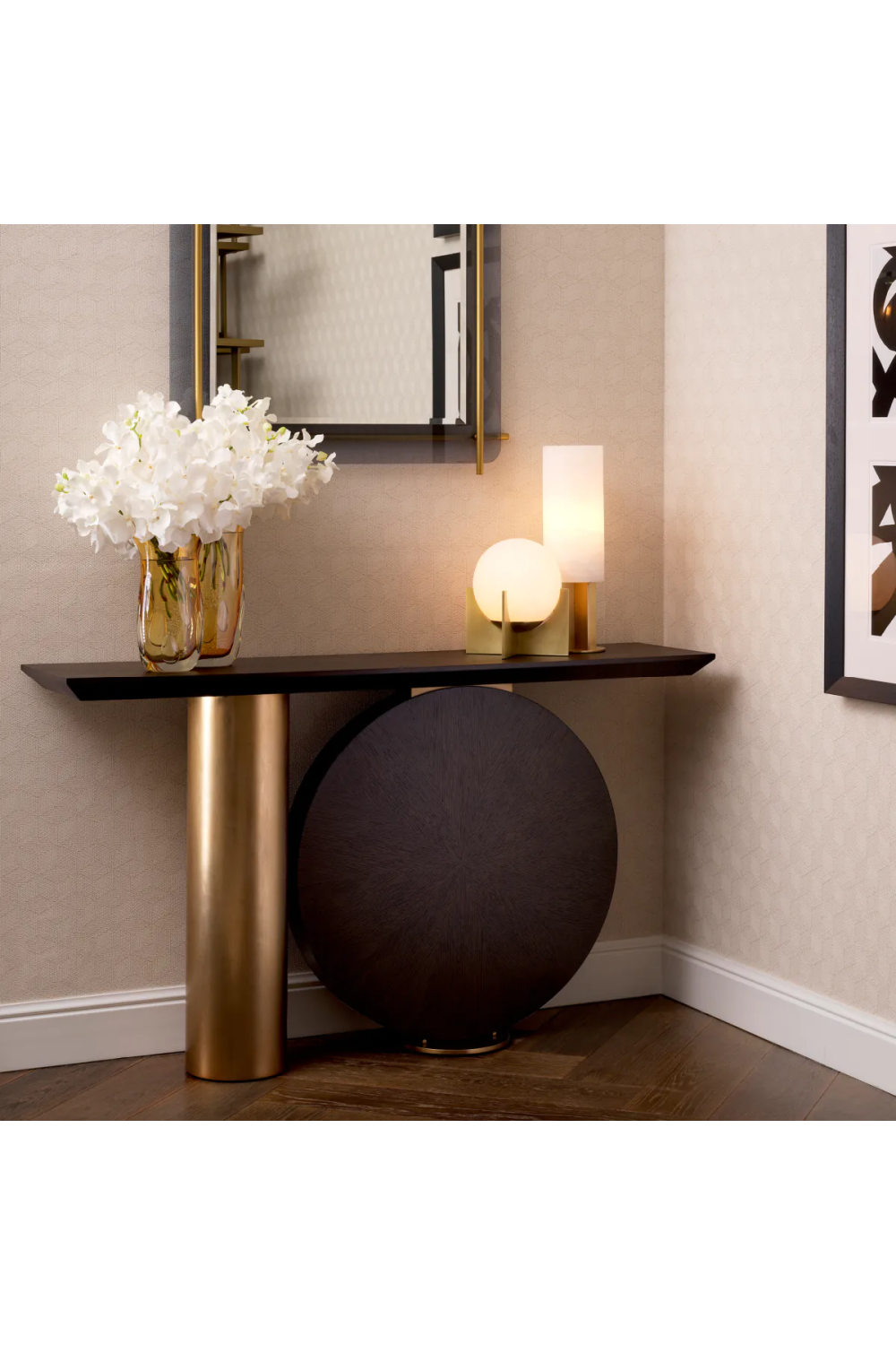Round Brass Alabaster Table Lamp | Eichholtz | OROA