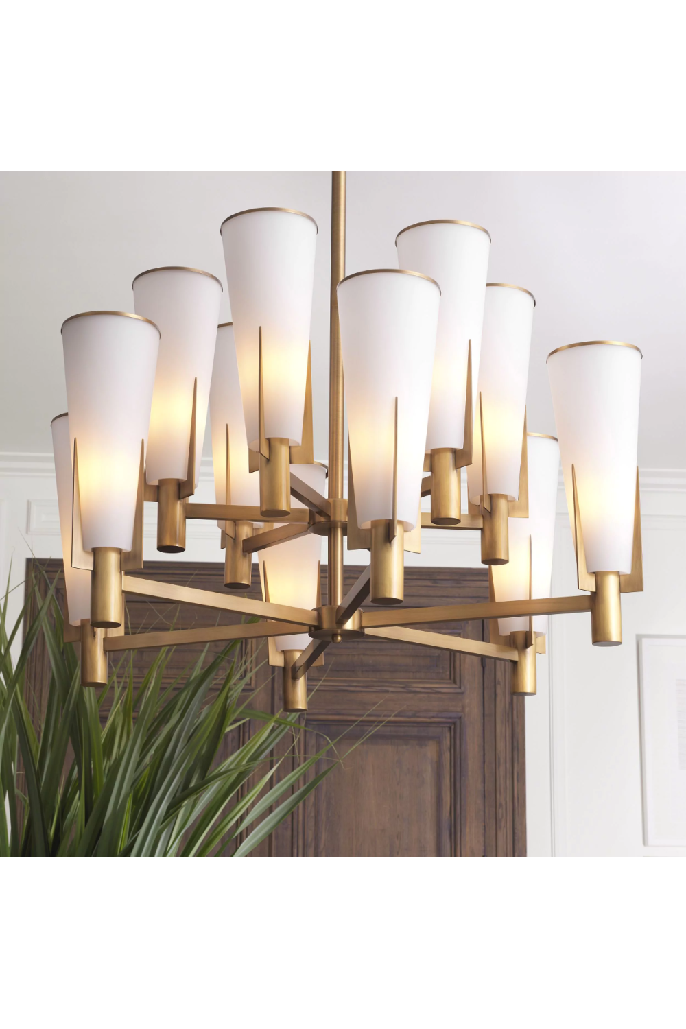 Antique Brass Conical Shade Chandelier | Eichholtz Dino | OROATRADE.com
