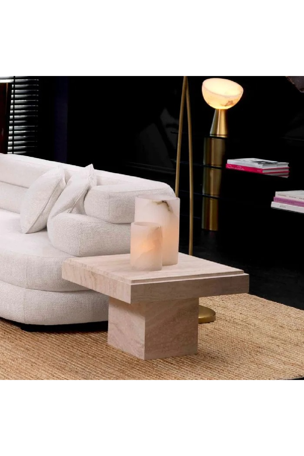 Silver Travertine Rectangular Side Table | Eichholtz Sartoria | Oroa.com