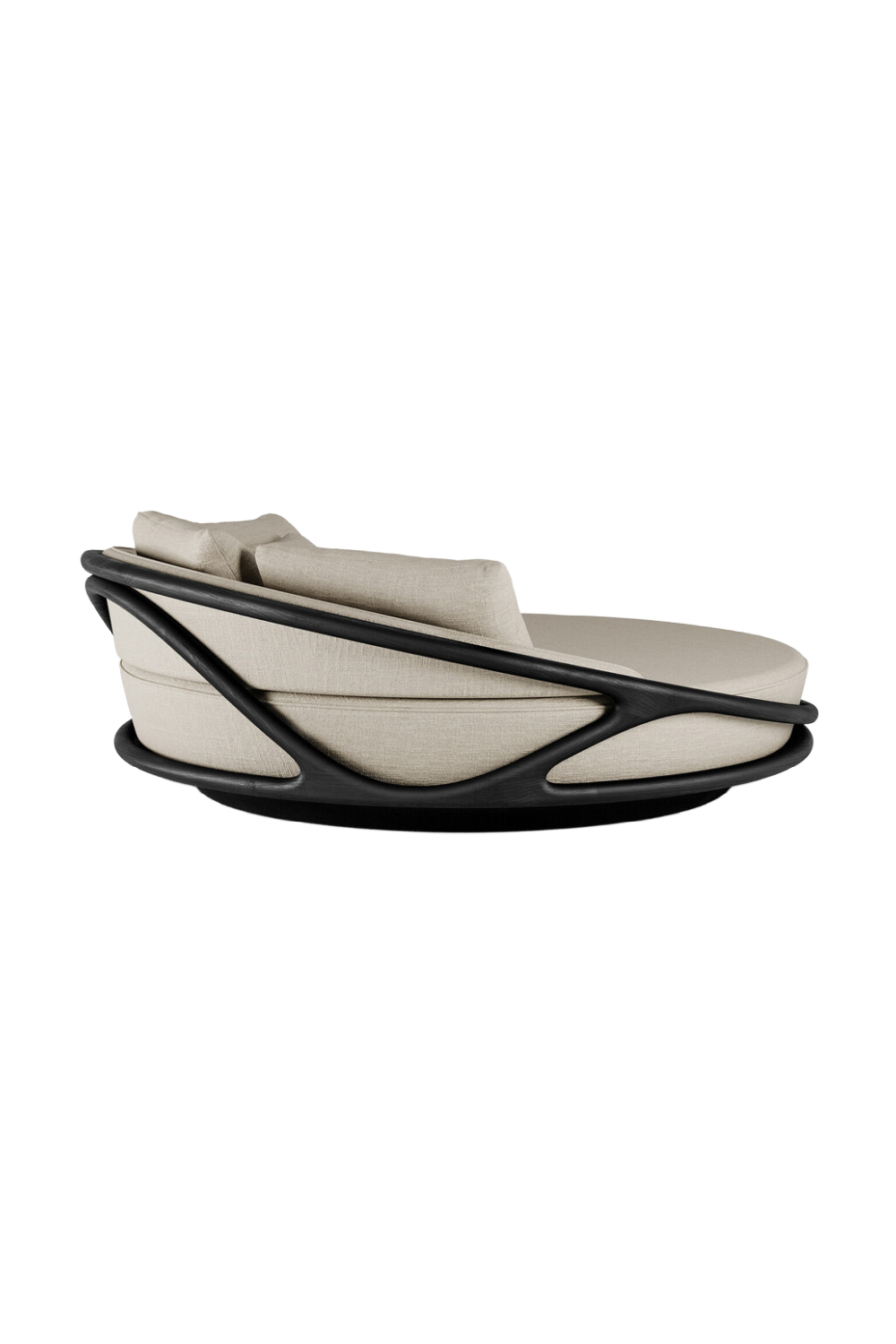 Round Varnished Teak Outdoor Daybed | Morpho By Tomorrowland Solis | Oroa.com