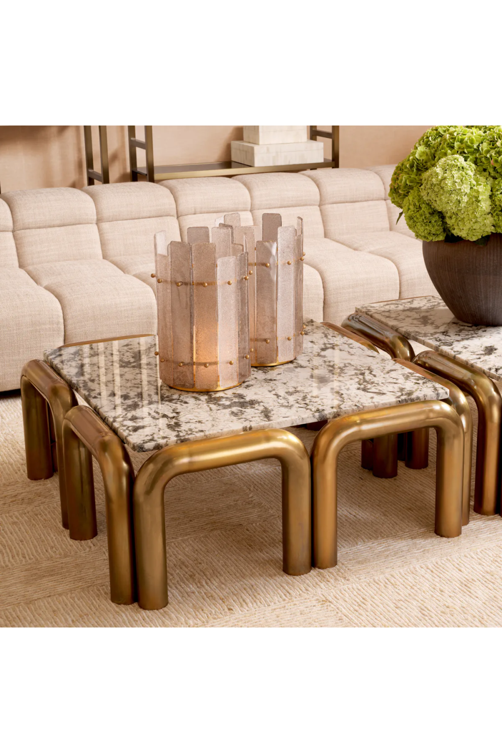 Vintage Brass Leg Coffee Table | Eichholtz Sunwood | Oroa.com
