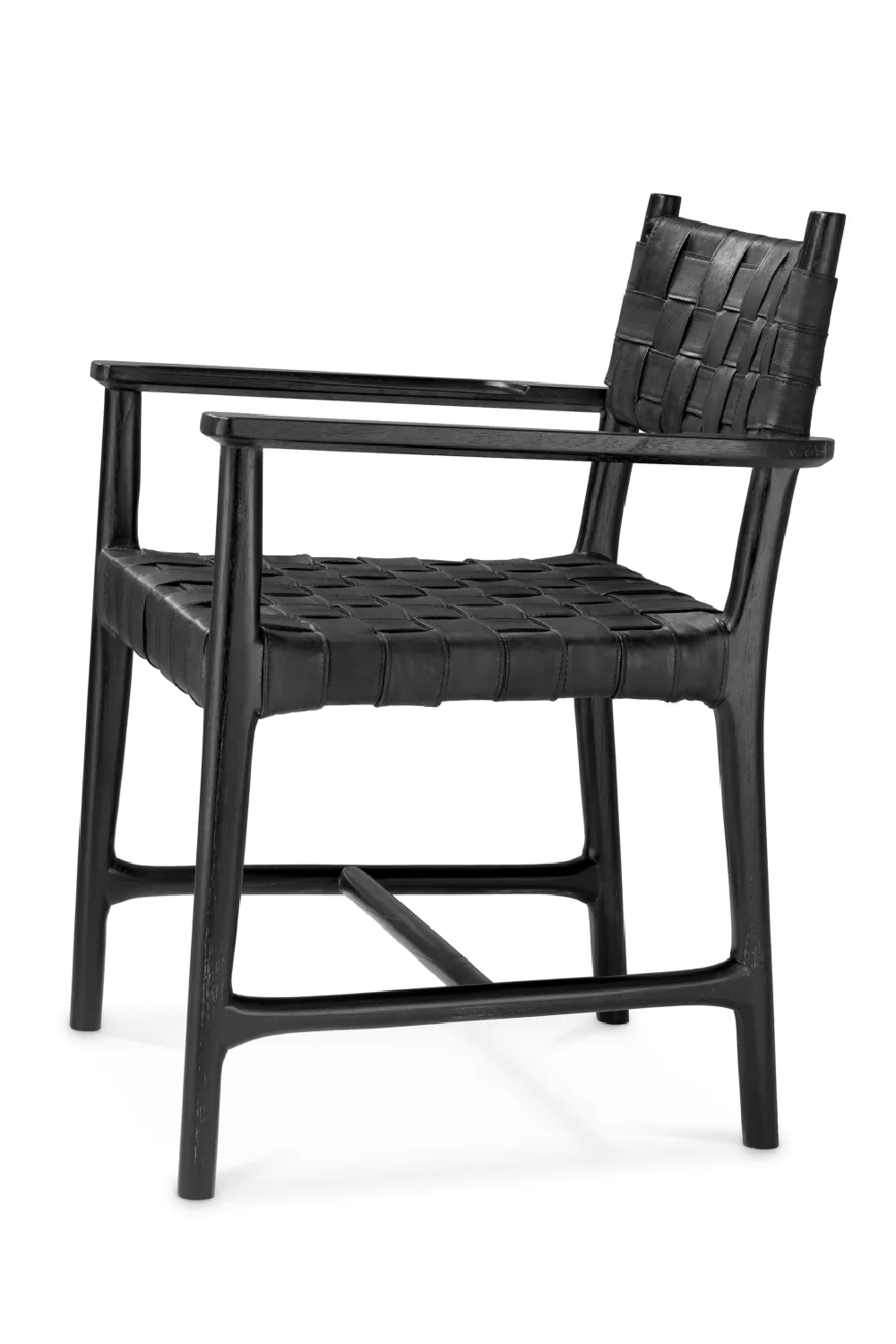 Woven Black Leather Dining Armchair | Eichholtz Tiberio | Oroa.com