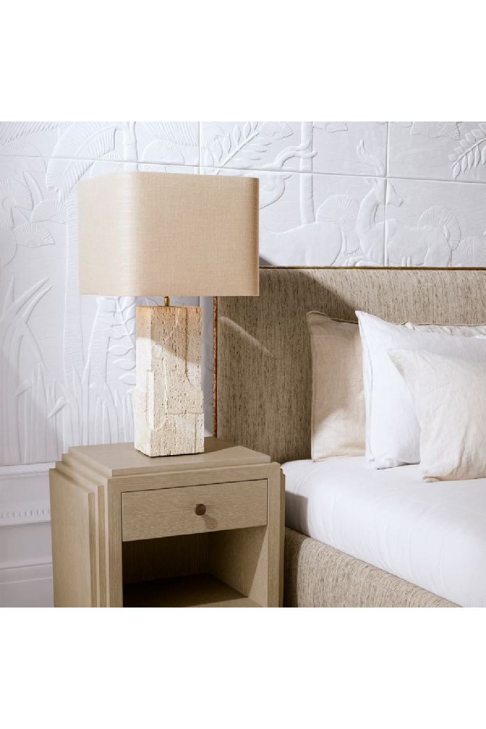Carved Travertine Base Table Lamp | Eichholtz Mazzini | OROA.com
