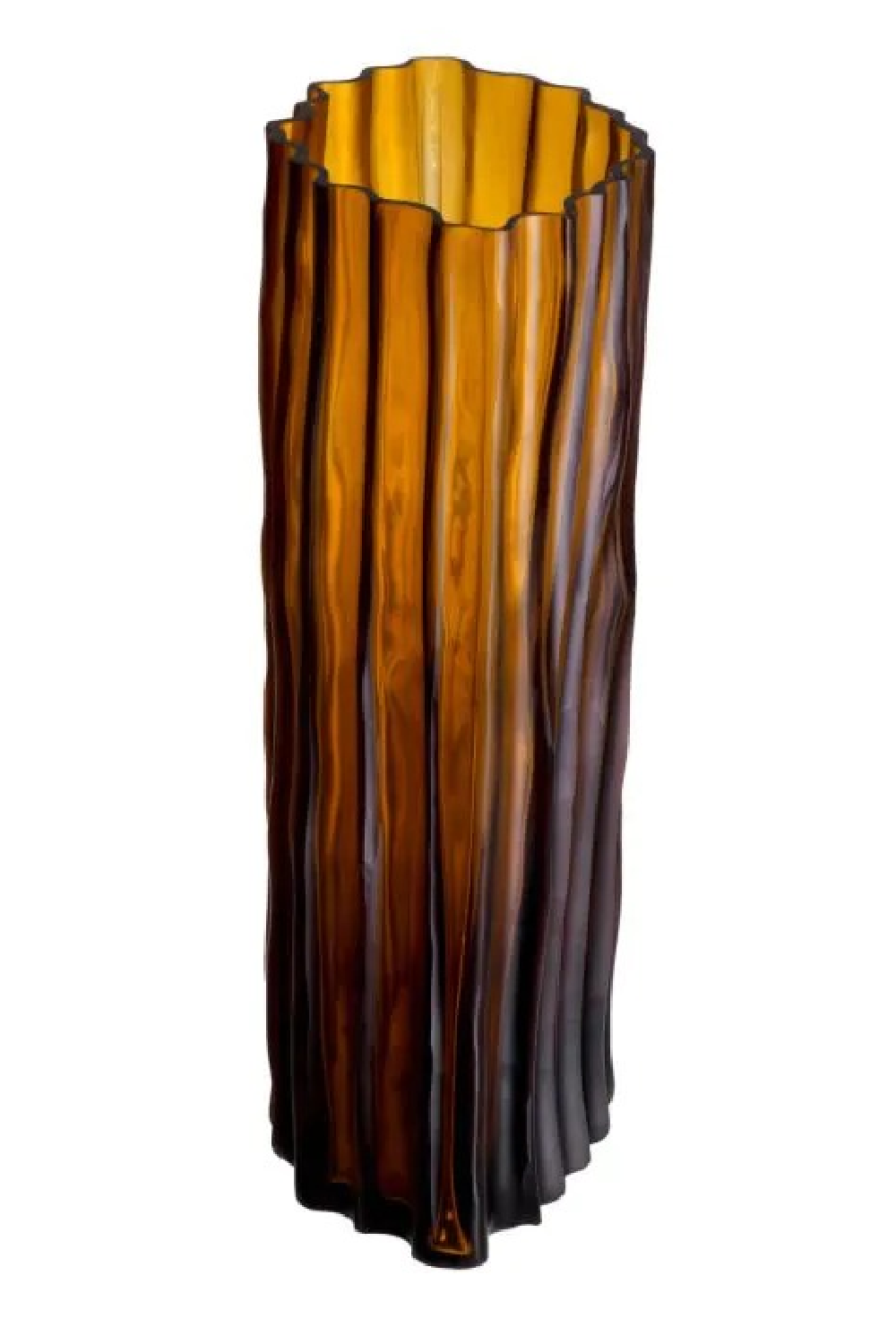Fluted Amber Glass Vase | Eichholtz Vivente | OROA.com