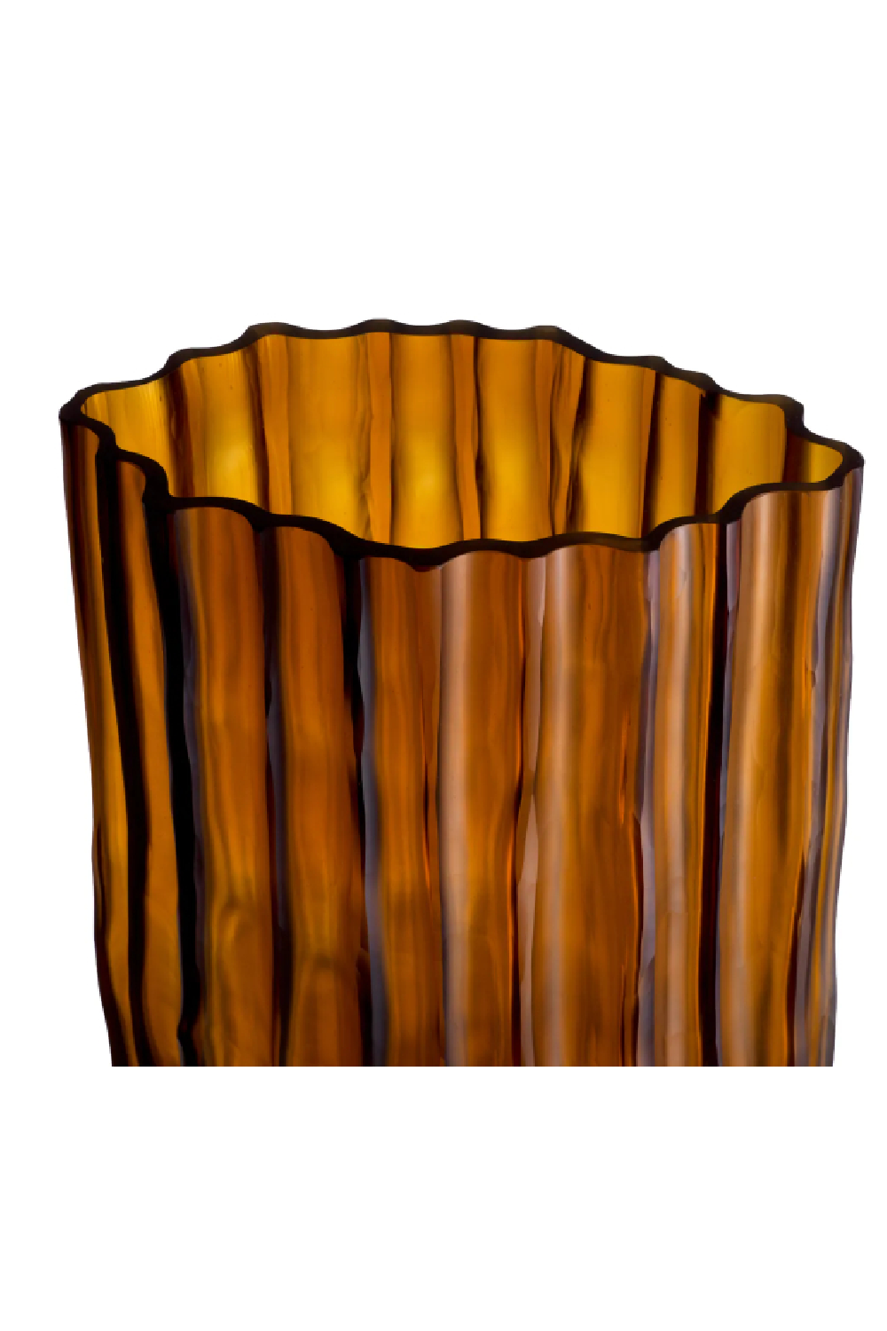 Fluted Amber Glass Vase | Eichholtz Vivente | OROA.com