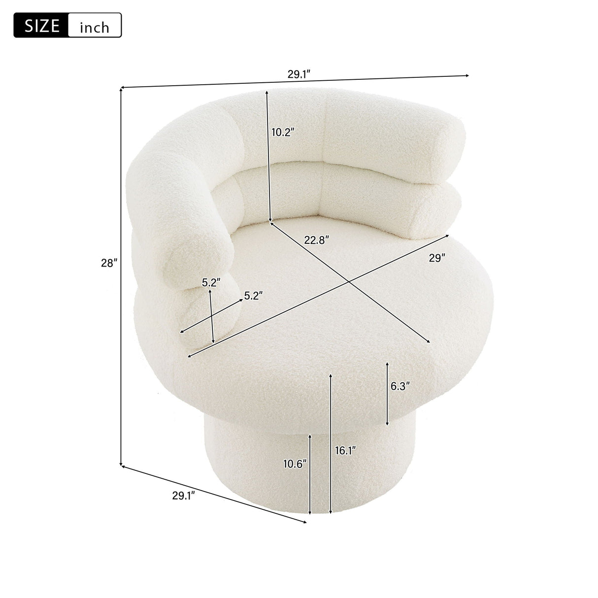 Round Swivel Accent Chair For Living Room - Blushy