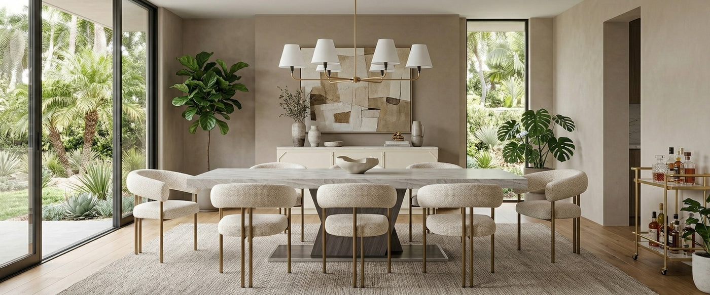 Classic Contemporary dining room featuring OROA furnishings with timeless forms and refined finishes.