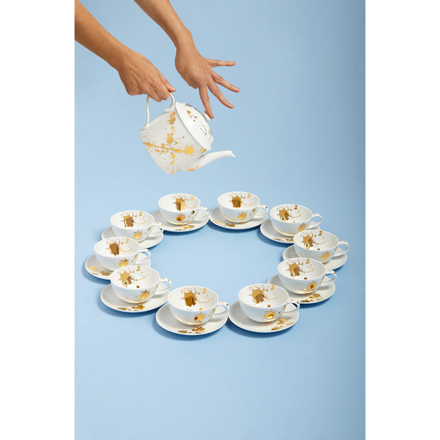 Gold Splatter Porcelain Teapot | Jonathan Adler 1948 | Oroa.com