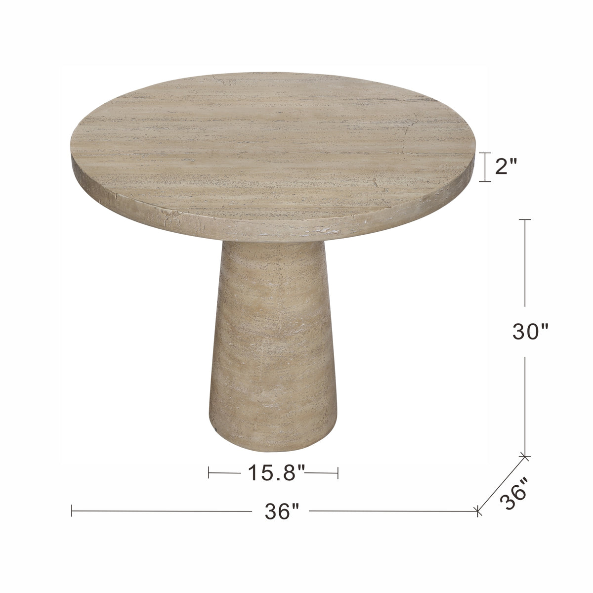 Textured Cream Round Pedestal Dining Table – OROA, view 8