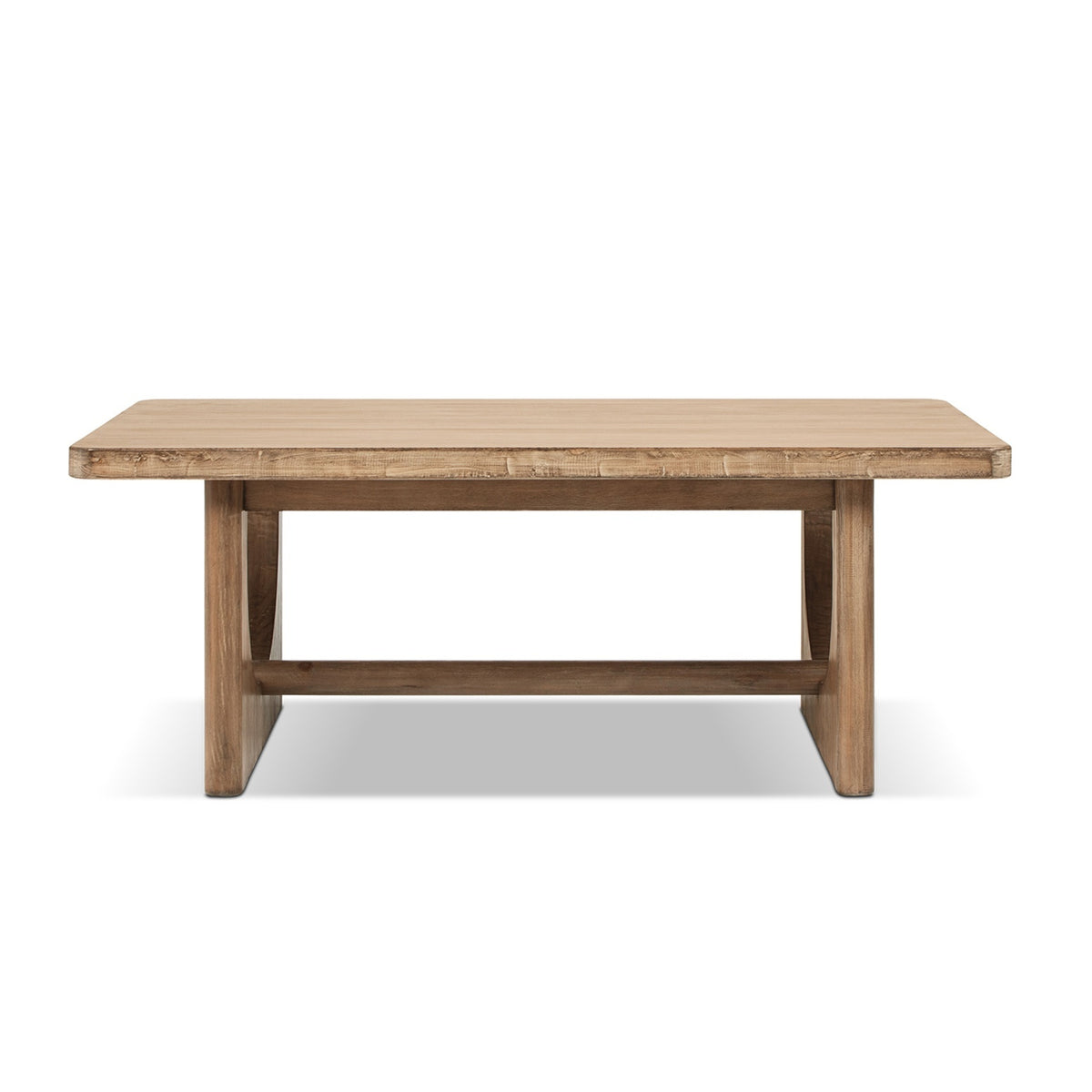 Turnkey Coffee Table with Trestle Base, Antique Natural Brown Reclaimed Pine - OROA Modern Furniture
