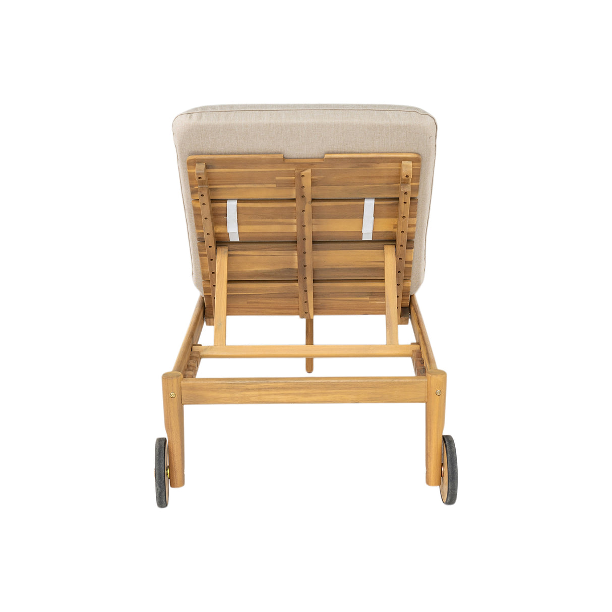 Riviera Outdoor Chaise Lounge with Wheels, Acacia Wood Frame (S/2)