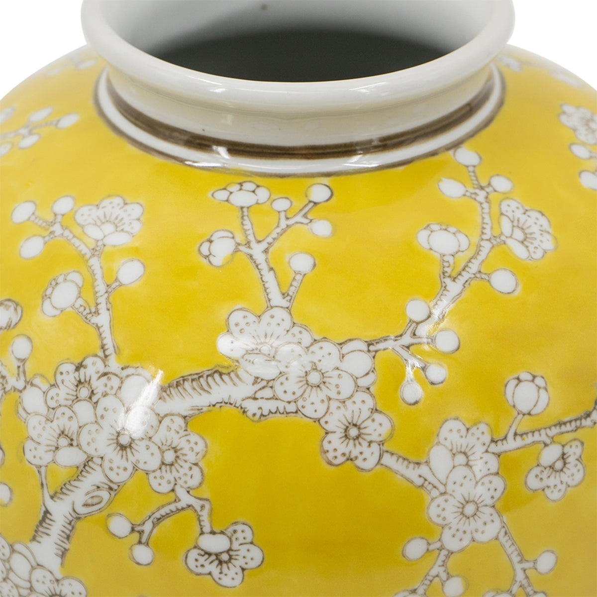 Yellow and White Wide Curved Plum Blossom Vase - OROA