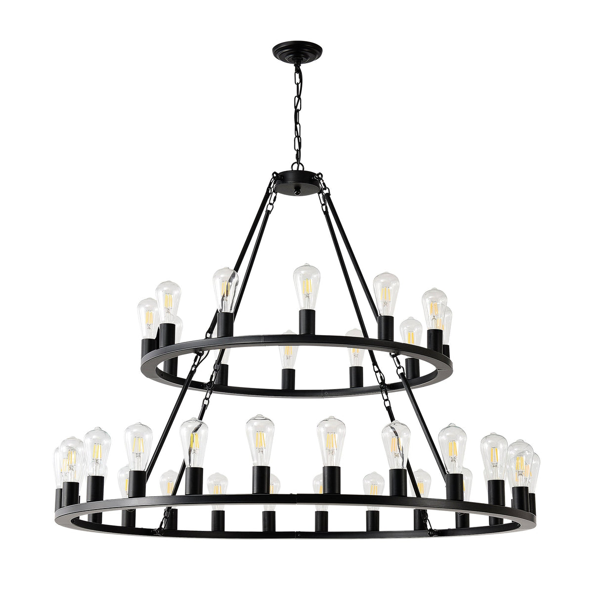 Black Wagon Wheel Chandelier - OROA