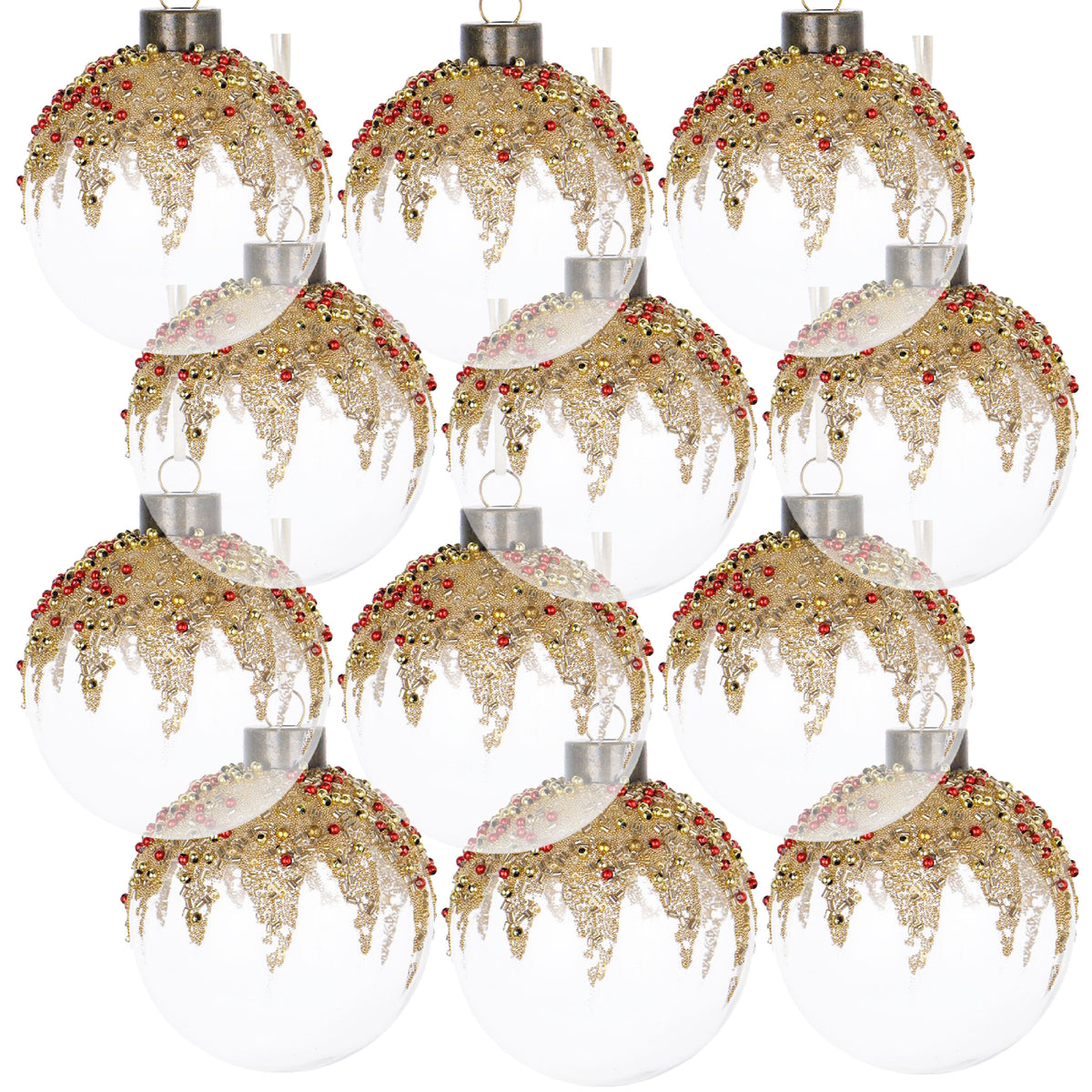 Modern European furniture - Clear Glass Decorative Christmas Balls (12) - www.oroa.com