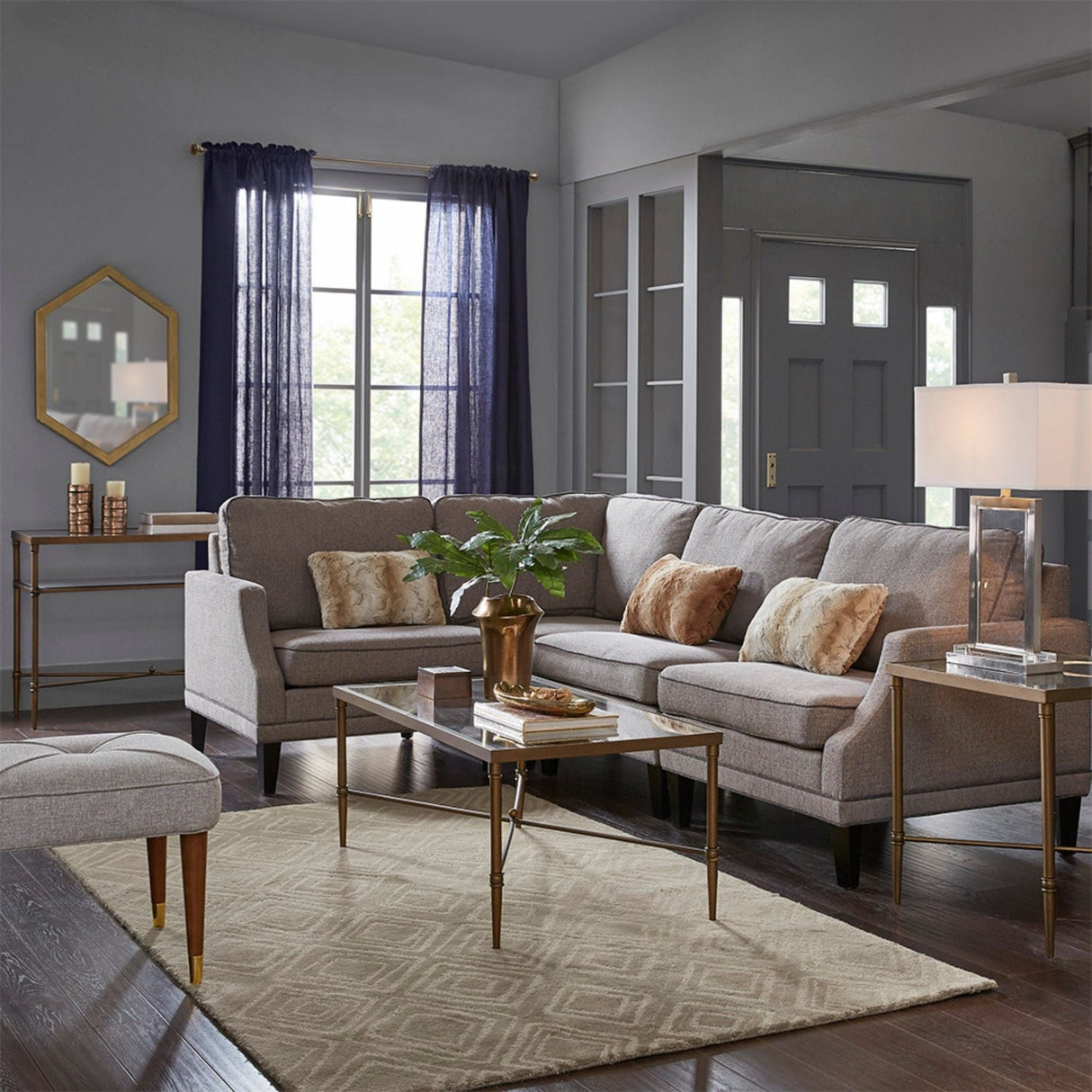 Modern Bronze & Glass Accent Table - OROA