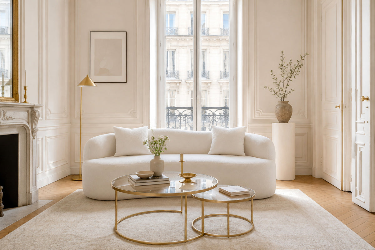 Ondina White Curved Loveseat | OROA