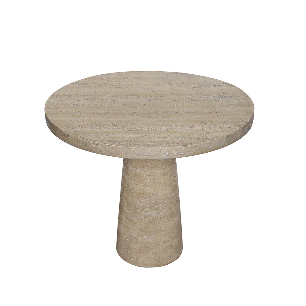 Textured Cream Round Pedestal Dining Table – OROA, view 2