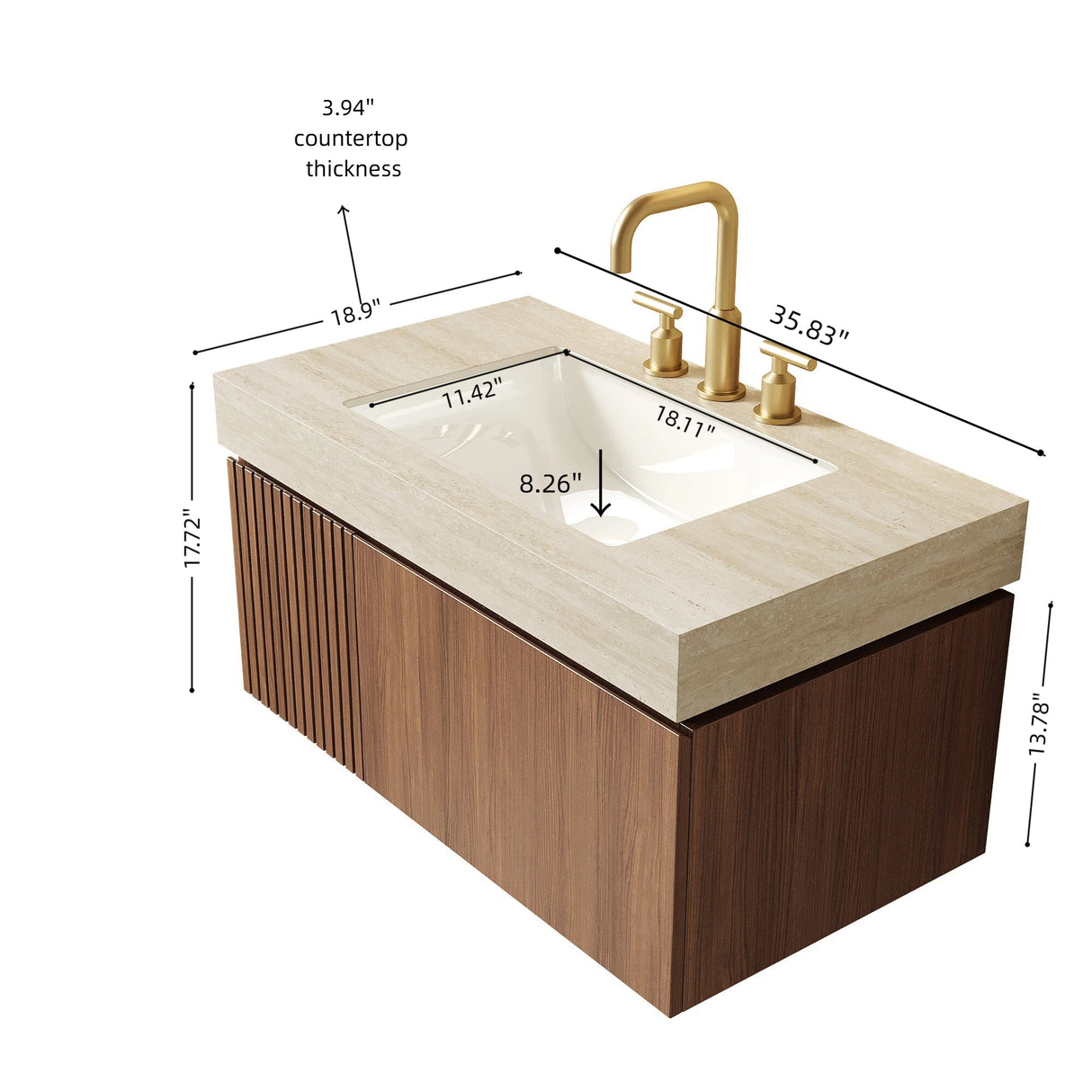 Roma Travertine Bathroom Vanity & Sink - OROA
